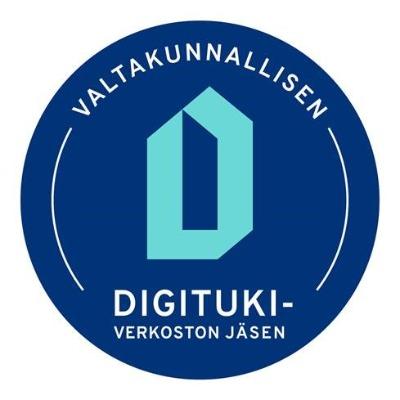 Logo, jossa teksti: Valtakunnallisen digitukiverkoston jäsen.