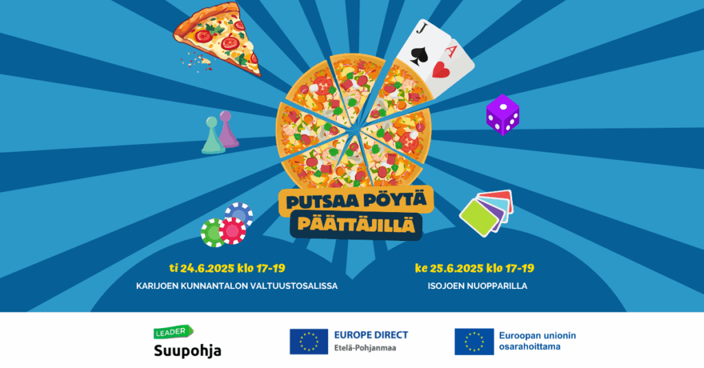 Putsaa pöytä päättäjillä -tapahtumia järjestetään kesällä 2025 Karijoella ja Isojoella.