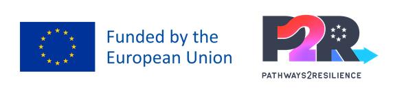 Logo, jossa teksti "Funded by EU" ja "Pathways 2 resilience".
